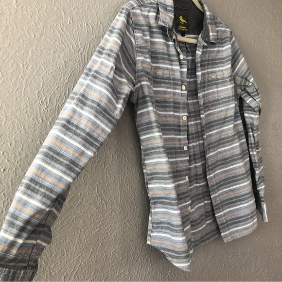 Modern Amusement Men’s Striped Button Down Shirt - Small - Picture 2 of 5